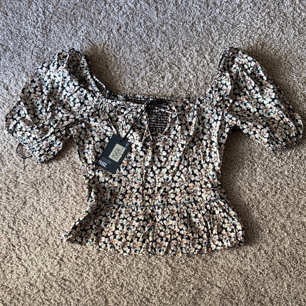 PAIGE Black and Cream Floral Blouse